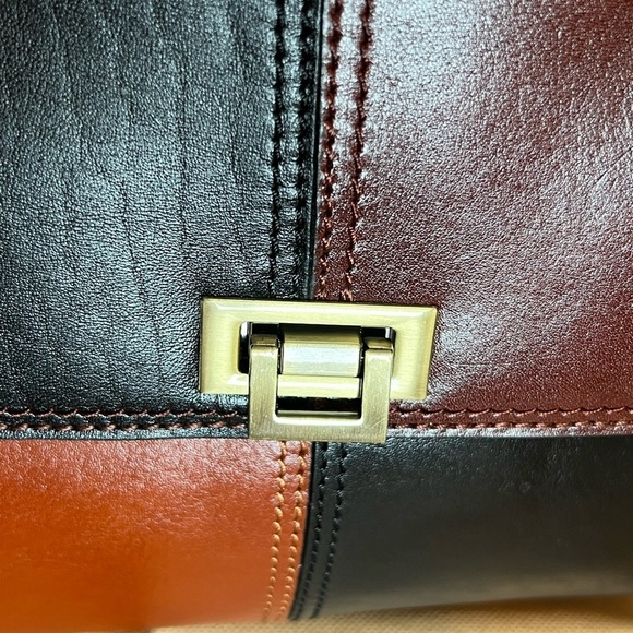 New Patricia Nash Yoeky Leather Top Handle Crossbody Vintage Color Block NWT - Picture 2 of 8